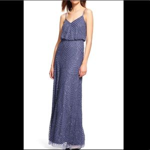 Adrianna Papell beaded gown size 12 heather purple